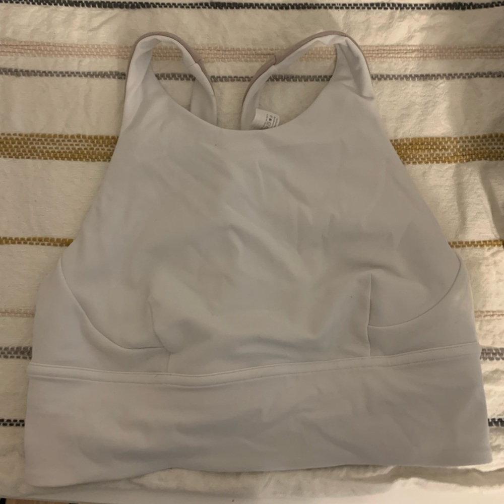 White high neck sports bra